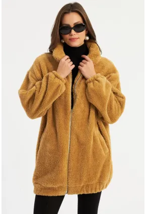 Kadın Camel Peluş Mont MLYT58