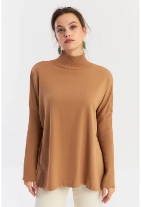 Kadın Camel Salaş Triko Bluz YV289