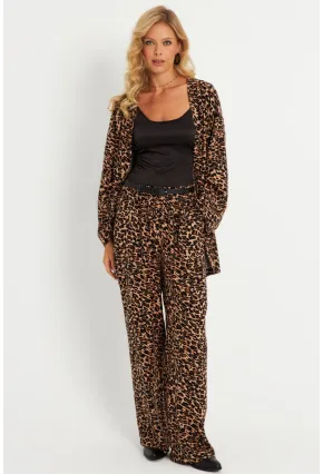 Kadın Camel-Siyah  Desenli Alt Üst Takım  GÇ168