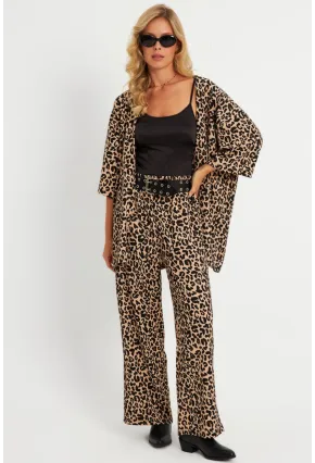 Kadın Camel-Siyah  Desenli Bürümcük Alt Üst Takım LON3004