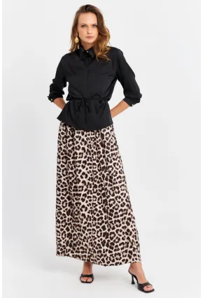 Kadın Camel-Siyah Saten Etek MCAR1105