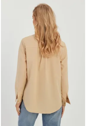 Kadın Camel Taş Detaylı Gömlek ZER402