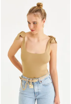 Kadın Camel Triko Bluz YV236