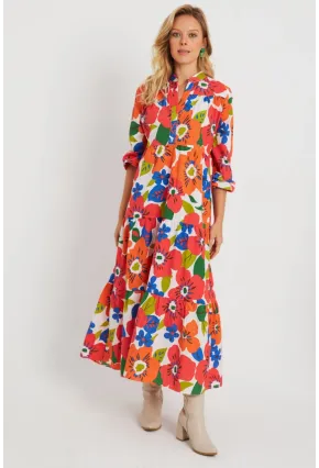 Kadın Desenli Salaş Mini Elbise Turuncu ASH23046