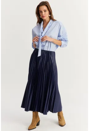 Kadın Eflatun Beli Lastikli Pilise Etek MGÇ190