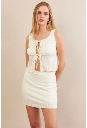 Kadın Ekru Alt Üst Etek Takım EV114