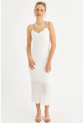 Kadın Ekru Astarlı Dantel Maxi Elbise YEL221662