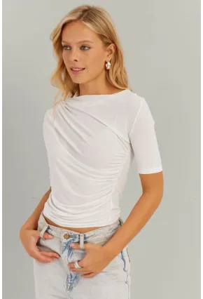 Kadın Ekru Büzgülü Bluz YZ623