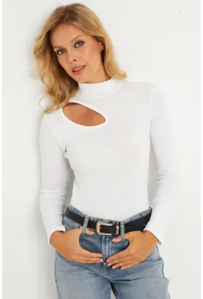 Kadın Ekru Çapraz Yaka Yarım Balıkçı Bluz B1404