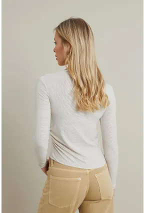 Kadın Ekru Desenli Büzgülü Bluz LPP1298