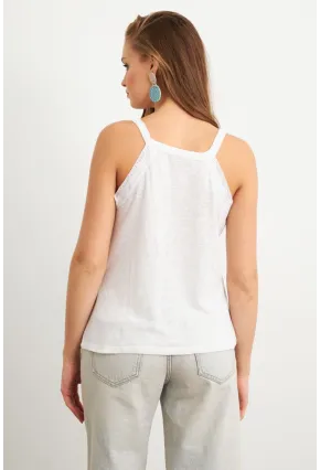 Kadın Ekru Dokuma Şeritli Bluz RX450