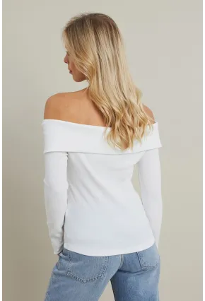 Kadın Ekru Fermuarlı Madonna Yaka Bluz EY2559