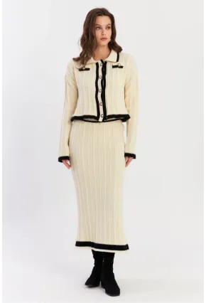 Kadın Ekru İkili Alt Üst Triko Takım NUV34