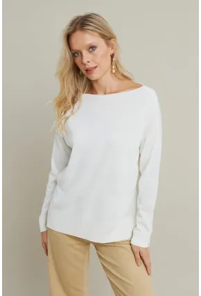 Kadın Ekru Kayık Yaka Triko Bluz YİL561