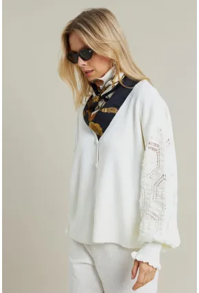 Kadın Ekru Kolları Örme Hırka MSE800