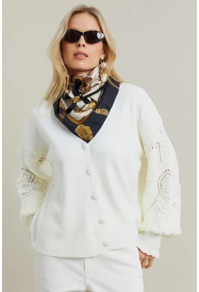 Kadın Ekru Kolları Örme Hırka MSE800