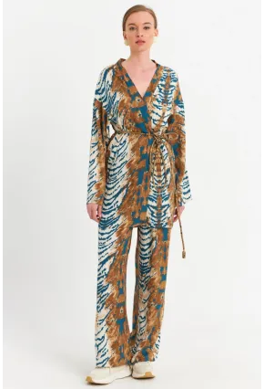 Kadın Ekru-Mavi Alt Üst Takım MGÇ202