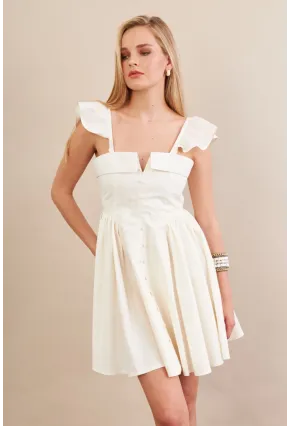 Kadın Ekru Midi Dokuma Elbise PSG1010