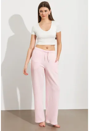 Kadın Ekru-Pembe Çizgili Eşofman Altı ATS80146