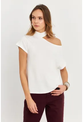 Kadın Ekru Tek Omuz Açık Bluz LPP1300