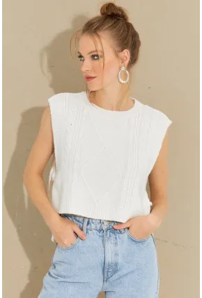 Kadın Ekru Yanları Bağlamalı Süveter YV210