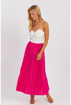 Kadın Fuşya Beli Lastikli Pilise Etek OW145