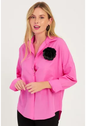 Kadın Fuşya Gül Aksesuarlı Gömlek SF2540