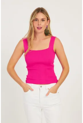 Kadın Fuşya Triko Bluz SMT224