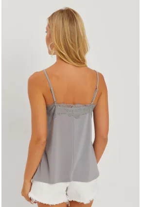 Kadın Gri Dantel Detaylı Atlet AYD265