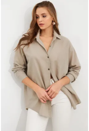 Kadın Gri Gömlek Q1100