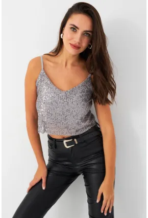 Kadın Gri Payetli Büstiyer SHR10
