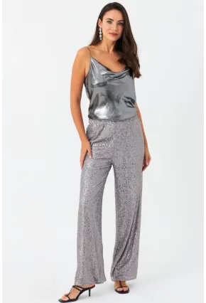 Kadın Gri Payetli Pantolon SHR8