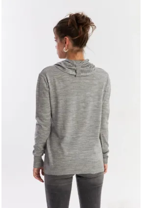 Kadın Gri Şal Aksesuarlı Triko Bluz YV286