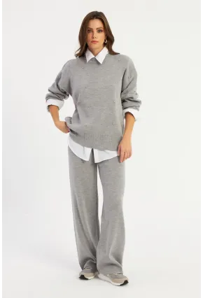 Kadın Gri Taşlı Alt Üst Takım MYİL10