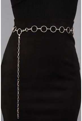 Kadın Gümüş Rengi Halkalı Zincir Kemer BE602