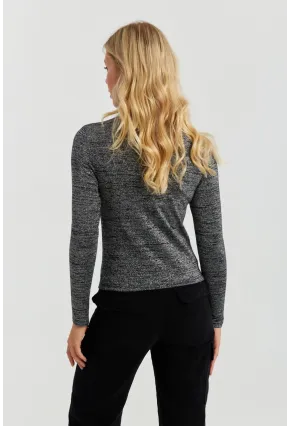 Kadın Gümüş Rengi Simli Balıkçı Bluz RX435