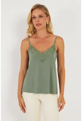 Kadın Haki Dantelli Atlet AYD353