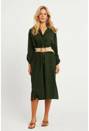 Kadın Haki Gömlek Elbise LV178