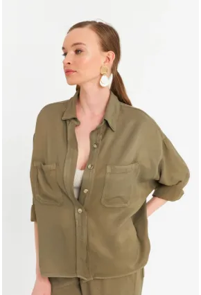 Kadın Haki Tensel Gömlek SUN202
