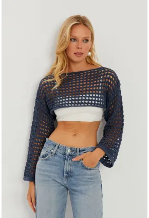 Kadın İndigo Ajurlu Bolero YV115