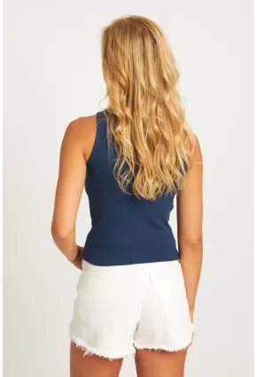 Kadın İndigo Halter Yaka Bluz AYD346