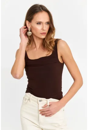 Kadın Kahve Degaje Yaka Askılı Atlet GÇ199