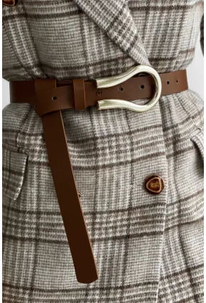 Kadın Kahve Oval Tokalı Kemer BE606