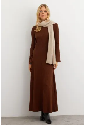 Kadın Kahverengi Basic Maxi Elbise MTF30