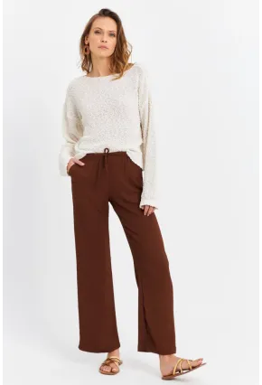 Kadın Kahverengi Beli Lastikli Palazzo Pantolon ATS80745