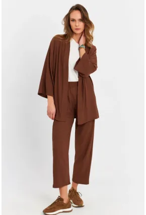 Kadın Kahverengi Bürümcük Alt-Üst Pantolon Takım MRU6728
