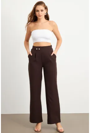 Kadın Kahverengi Cepli Pantolon FLU7250