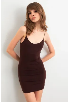 Kadın Kahverengi  Maxi Elbise MEN2059