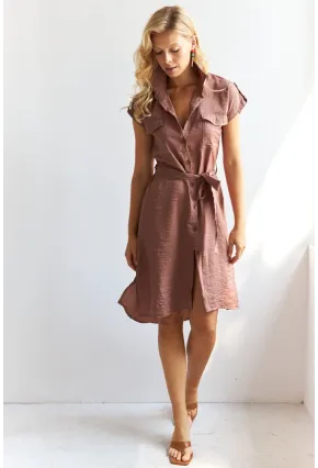 Kadın Kahverengi Midi Gömlek Elbise PP5509