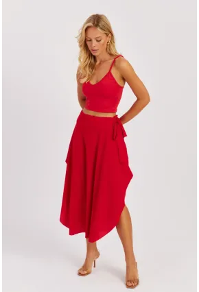 Kadın Kırmızı Asimetrik Etek LV176